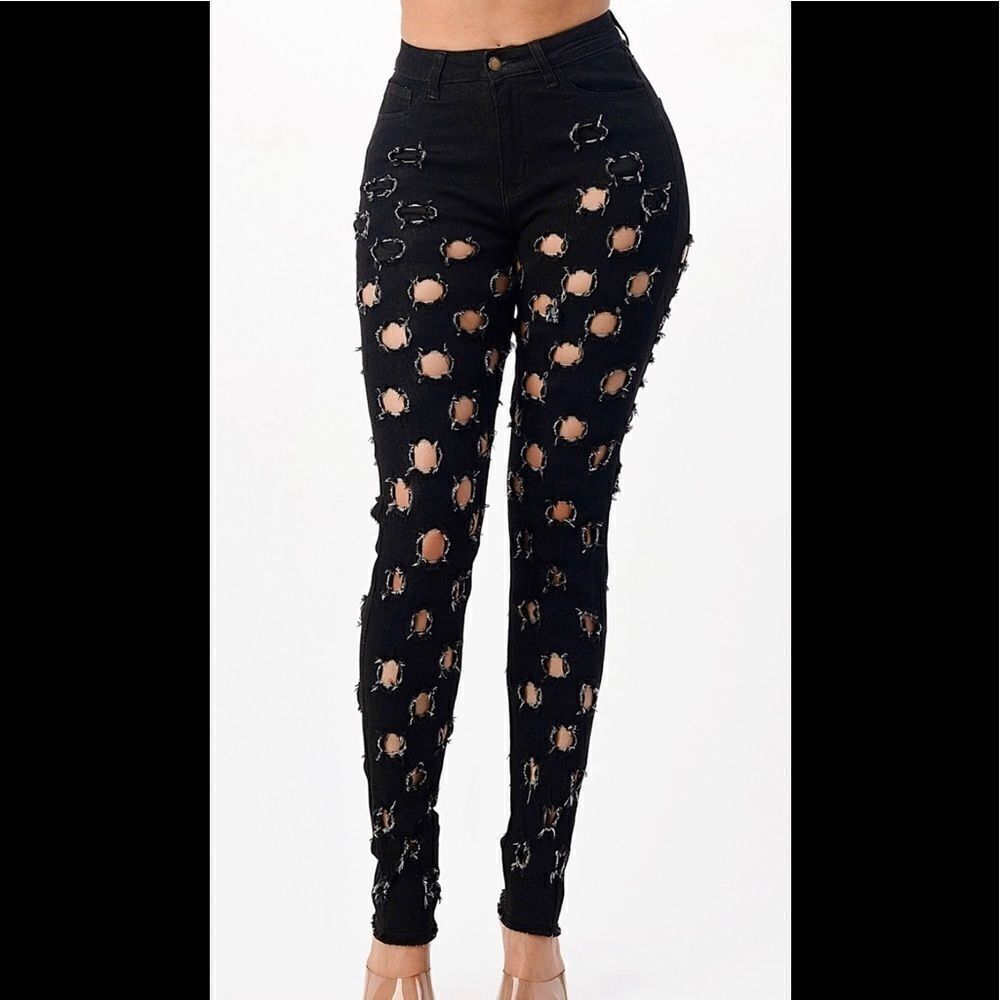 Purple Candy Hole Punch Skinny Jeans